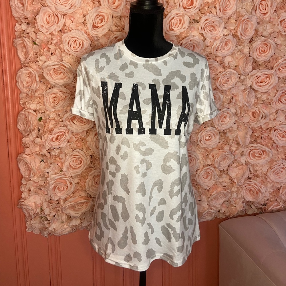Cheetah print short sleeve mama t shirt